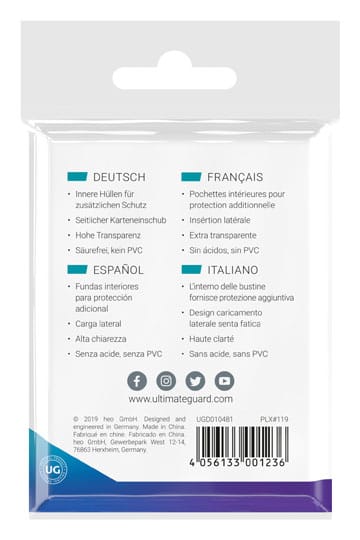 Ultimate Guard Precise-Fit Kartenhüllen Side-Loading Japanische Größe Transparent (100)